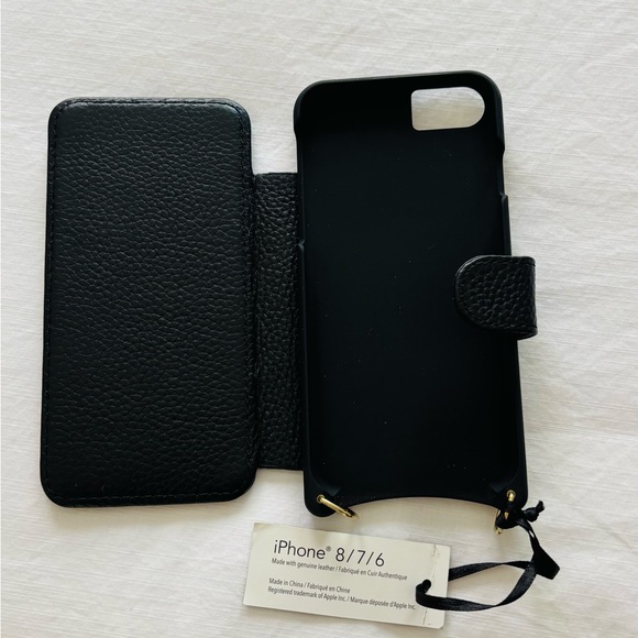 Bandolier Black Leather Phone Case with Book-Style Design - Picture 2 of 4